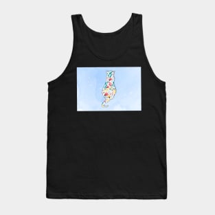 Cute Cat Flower Watercolor mask Tank Top